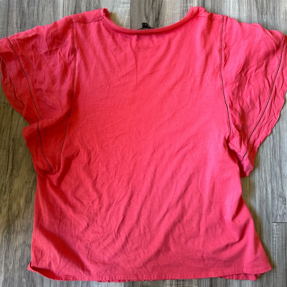 Massimo Dutti Flutter Short Sleeved Top Cotton Re… - image 4